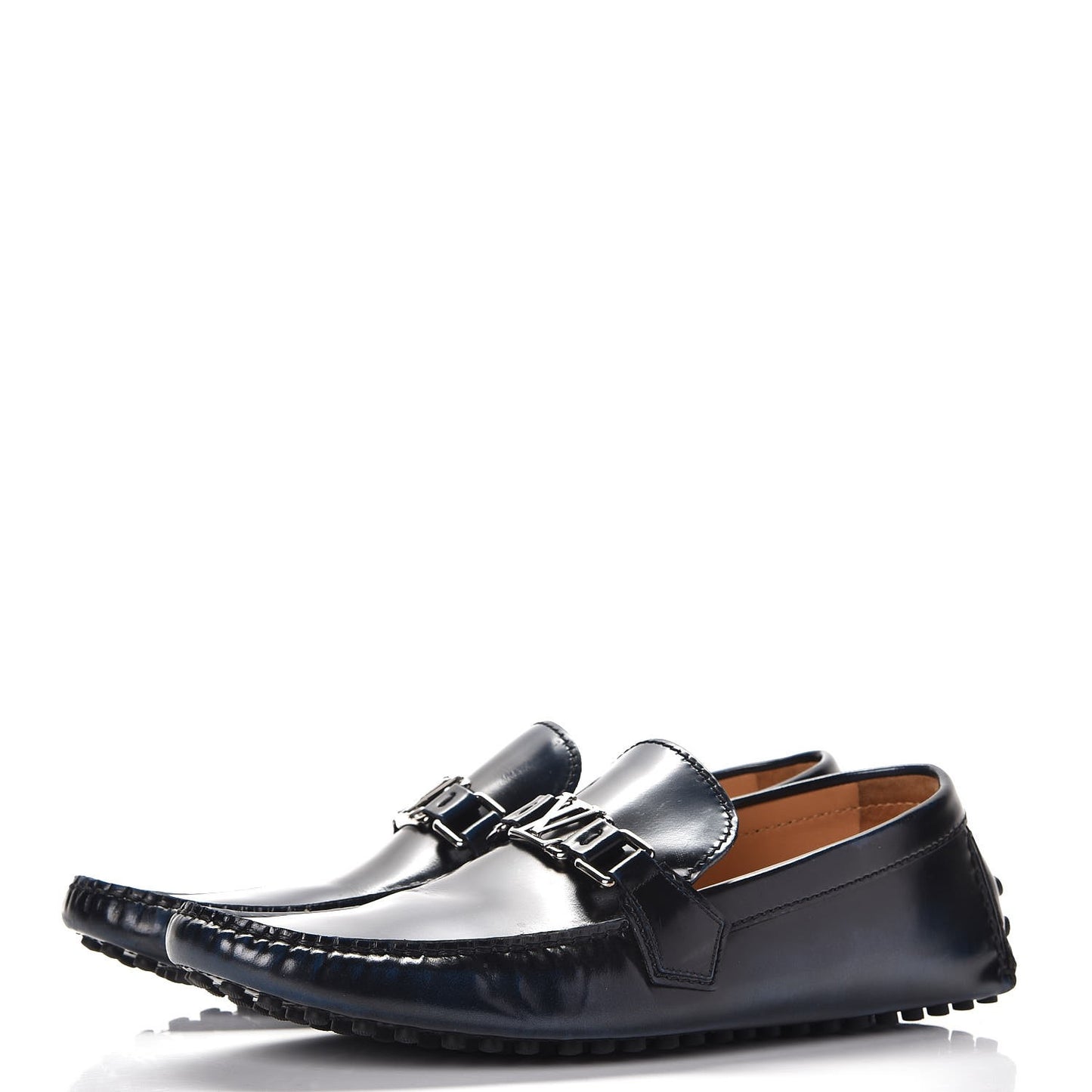 Mens Glazed Calfskin Hockenheim Moccasin Loafers 9 Black