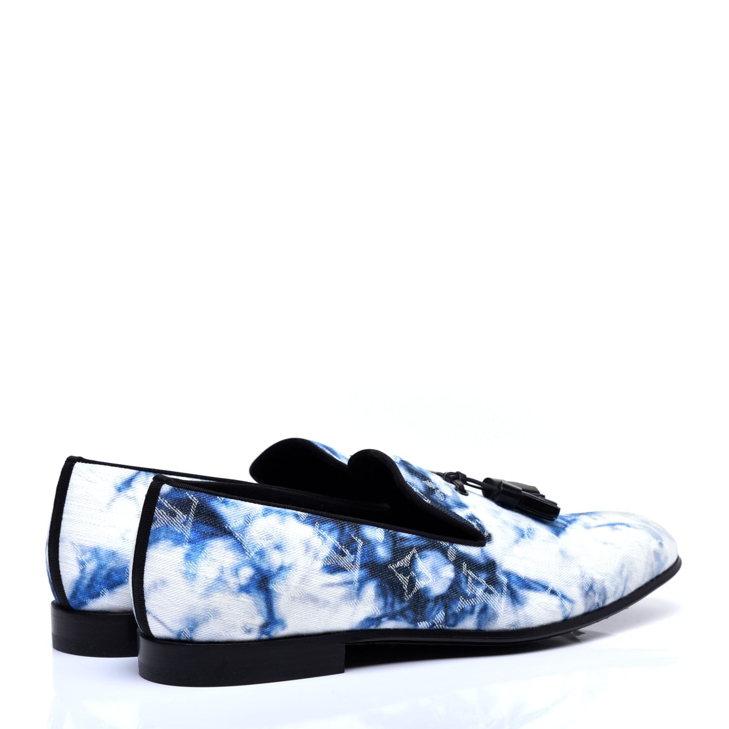 Monogram Denim Tie Dye Mens Auteuil Slippers 8 Navy Blue