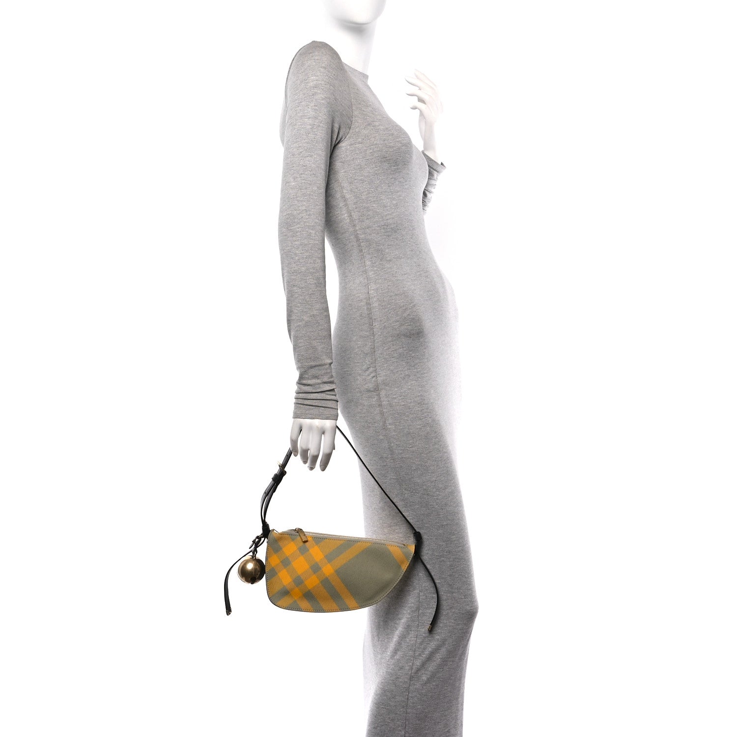 Burberry Calfskin Check Mini Shield Sling Bag Hunter 2 of 10