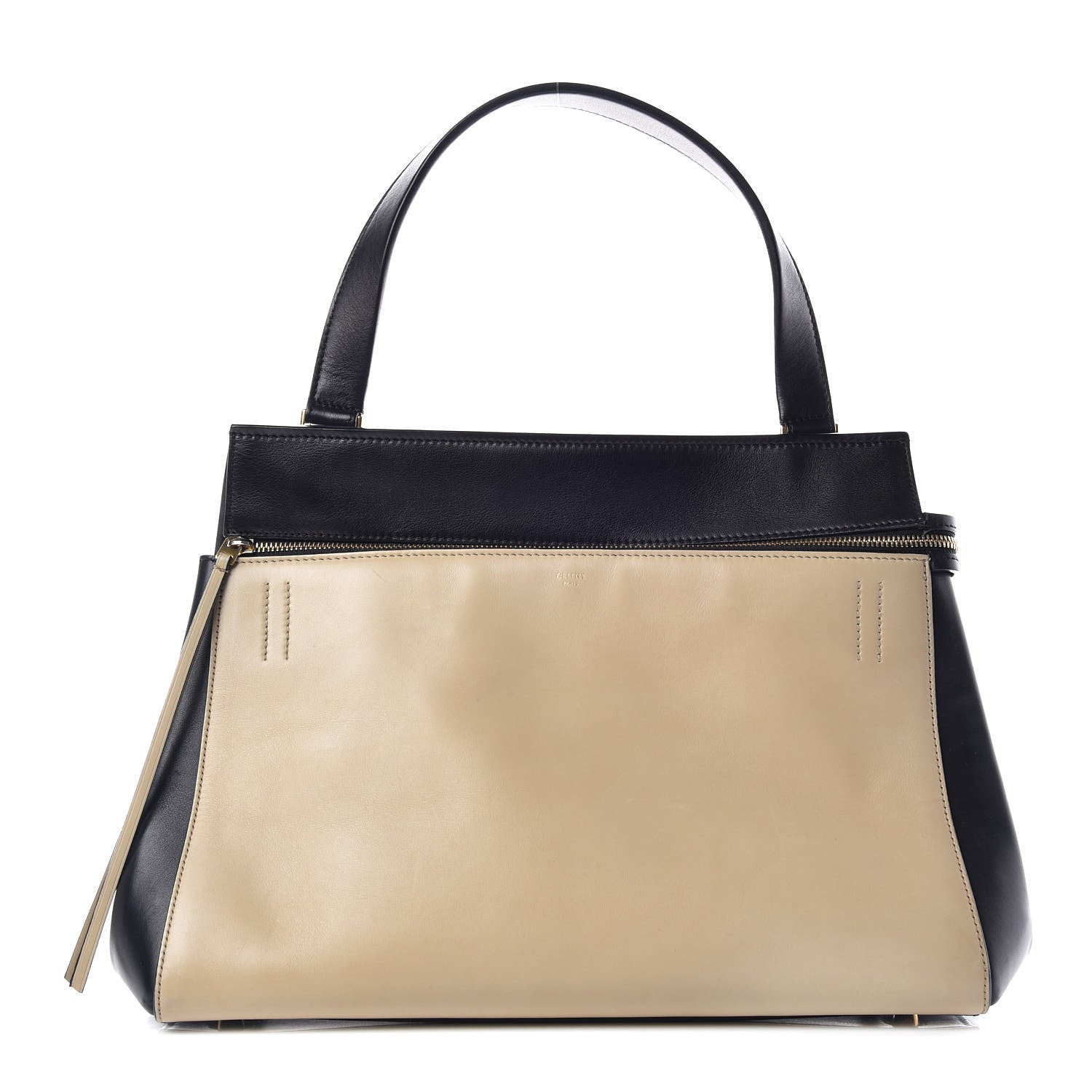 Celine Smooth Calfskin Medium Bi-Color Edge Shoulder Bag Black Cream 1 of 15