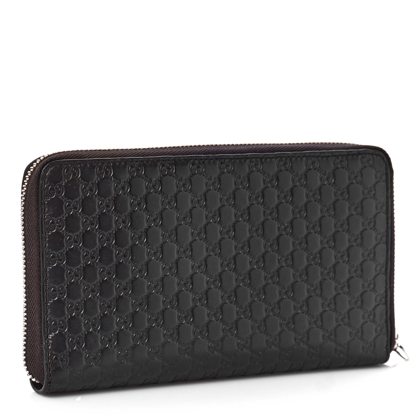 Microguccissima Large Zip Around Organizer Wallet Black