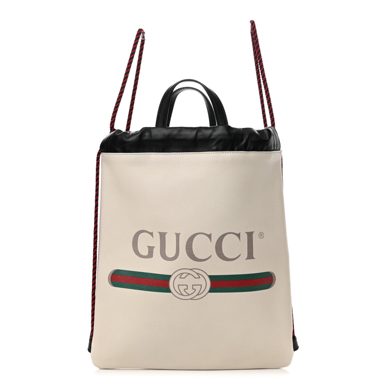 Gucci Calfskin Logo Drawstring Backpack Mystic White 1 of 11