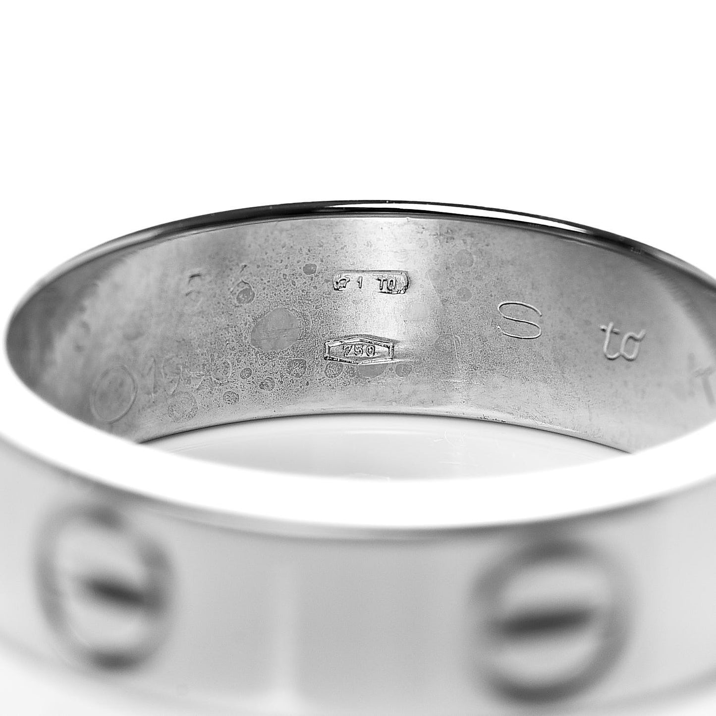 18K White Gold 3.5mm LOVE Wedding Band Ring 56 7.5