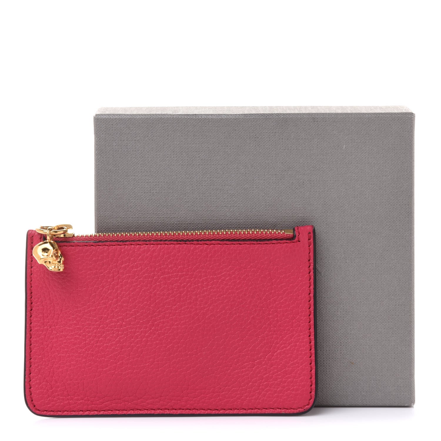 Alexander McQueen Calfskin Skull Zip Pouch Card Holder Fuchsia 9 of 9