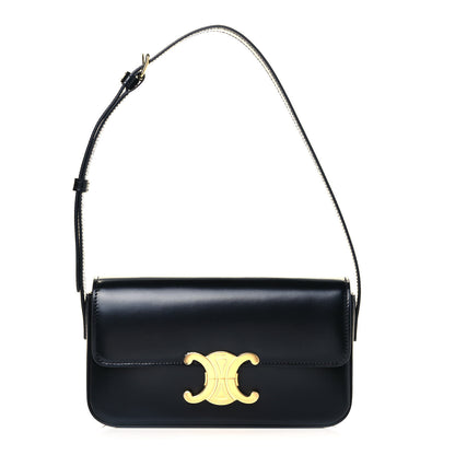 Celine Shiny Calfskin Triomphe Shoulder Bag Black 1 of 12
