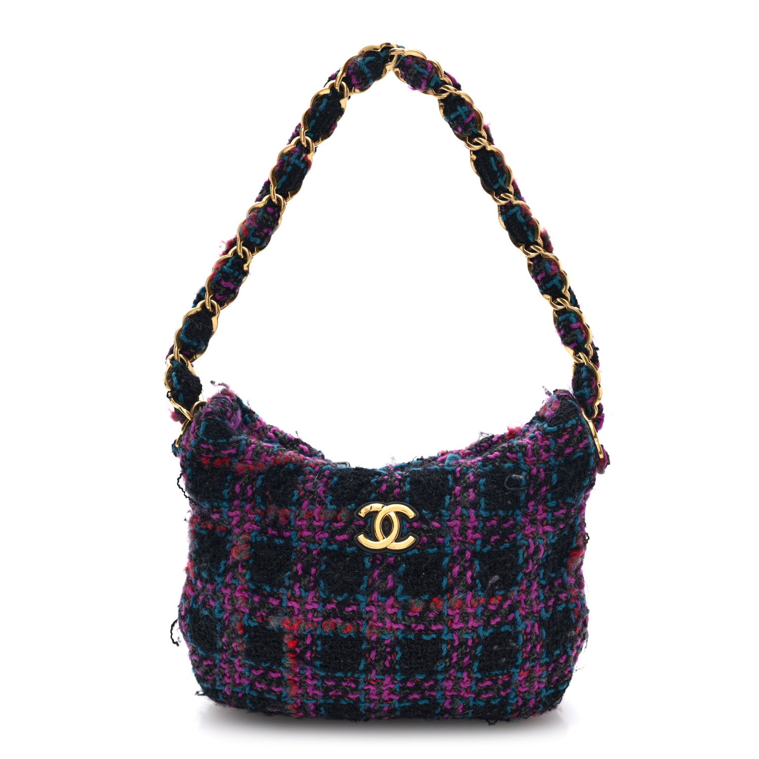 Chanel Cashmere Tweed Quilted CC Links Hobo Purple Multicolor 1 of 10