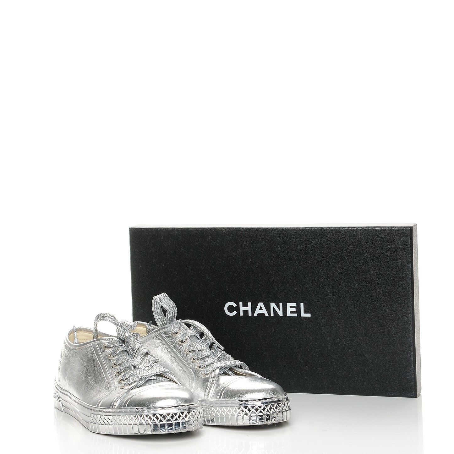 Laminated Lambskin Sneakers 40 Silver