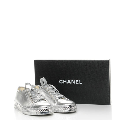 Chanel Laminated Lambskin Sneakers 40 Silver 12 of 12