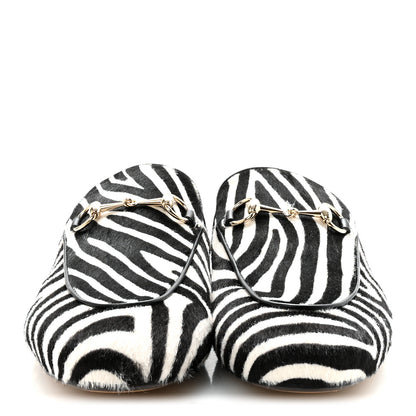 Gucci Calf Hair Zebra Print Womens Princetown Slippers 39 Natural Black 3 of 10