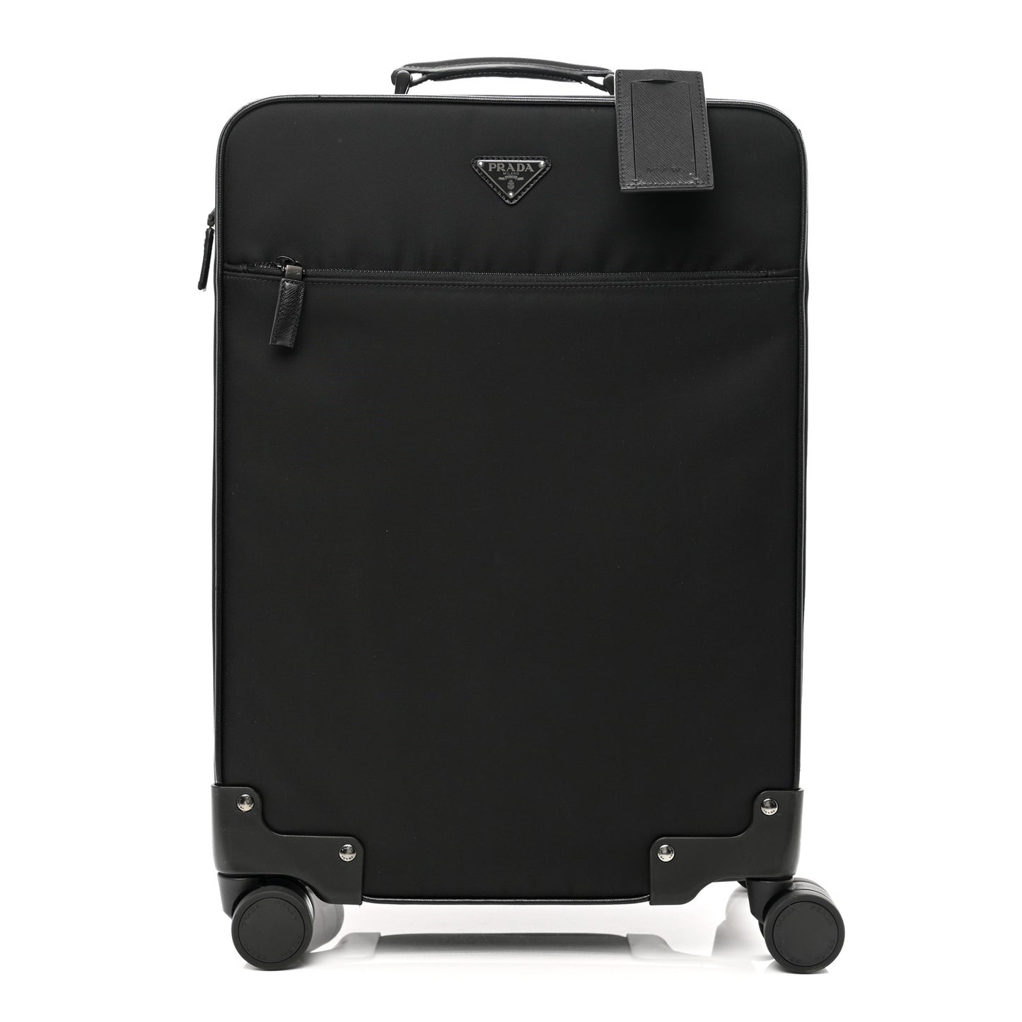 Tessuto Nylon Saffiano Trolley Luggage Black