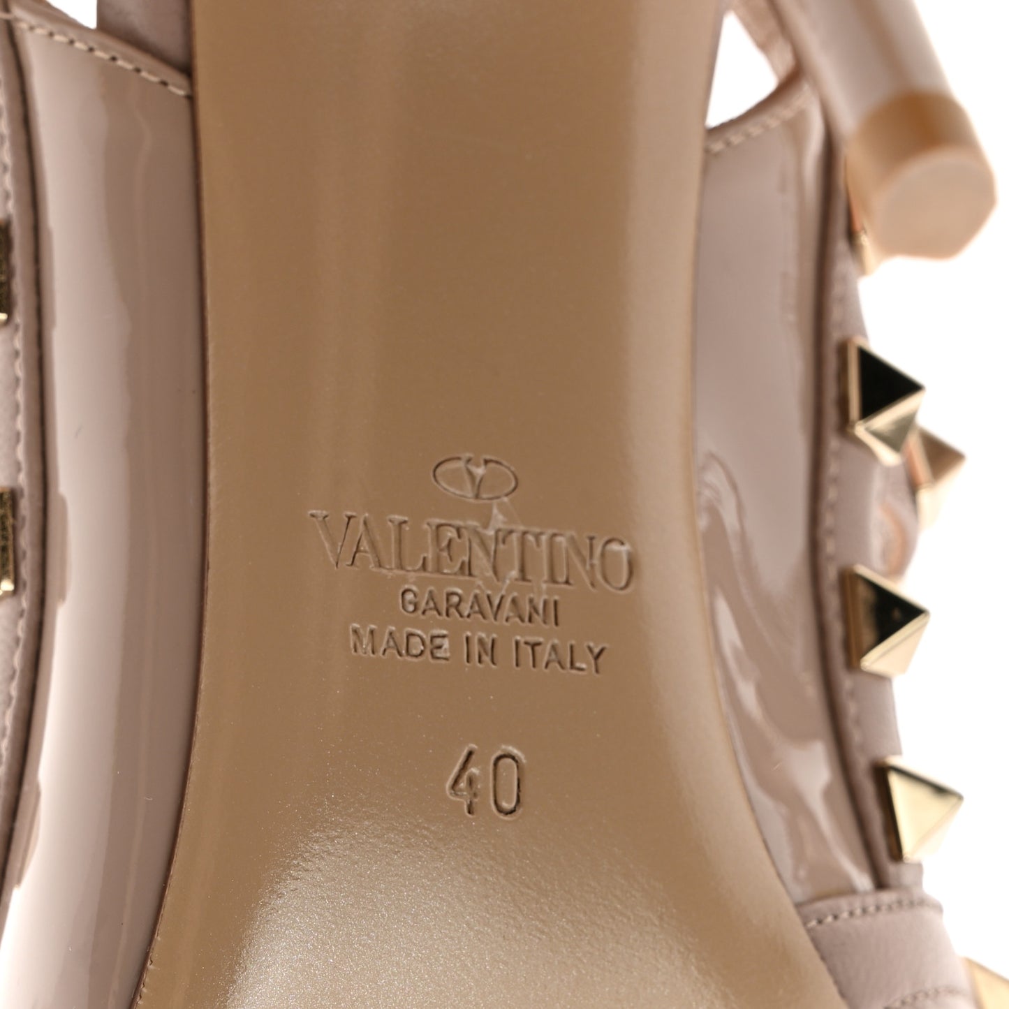 Patent Nappa Rockstud Ankle Strap 100mm Pumps 40 Poudre