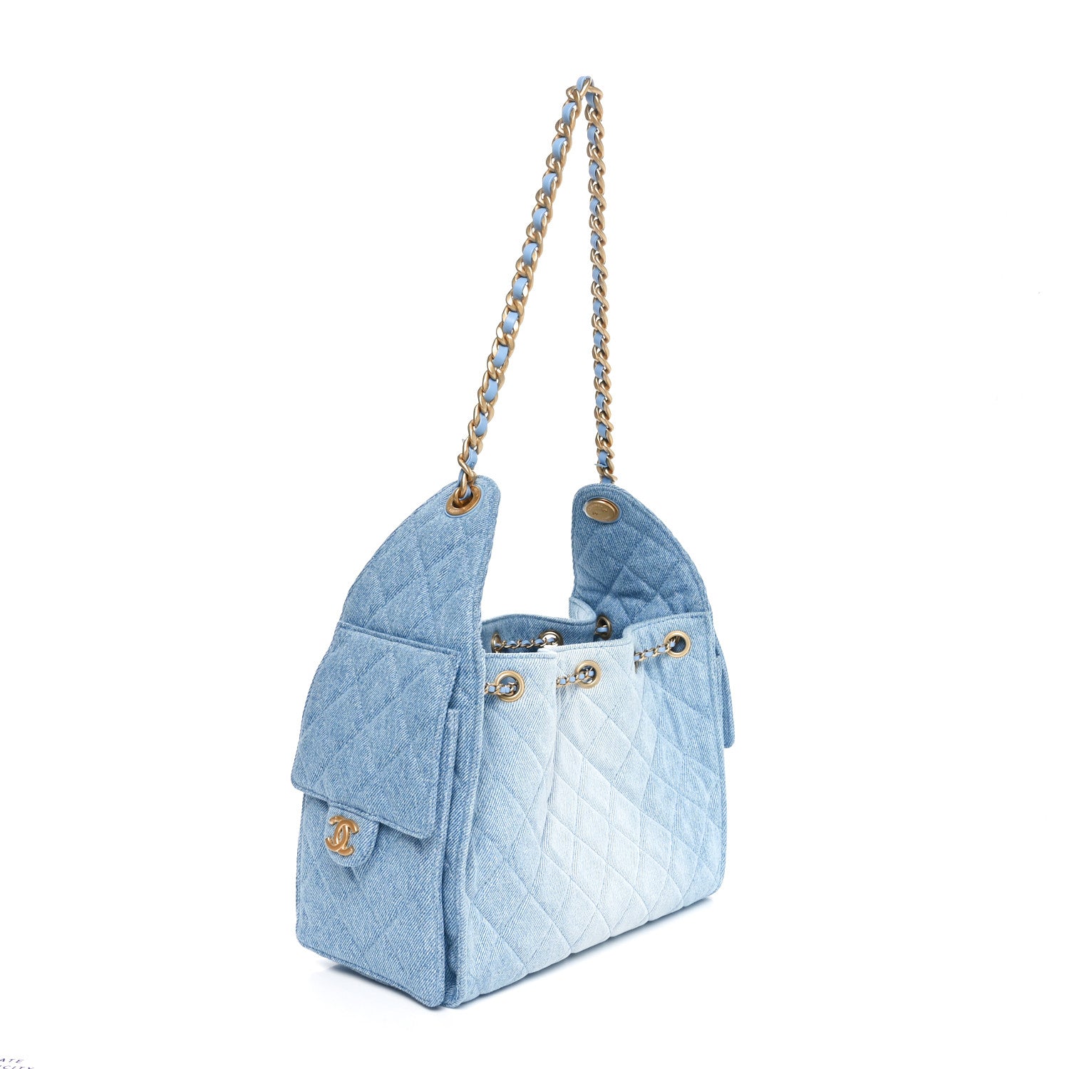 Chanel Washed Denim Quilted Small Chanel 25 Handbag Blue 3 of 11