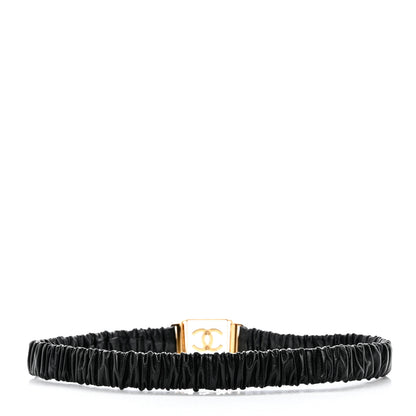 Chanel Lambskin Ruched Clear Resin CC Belt 70 28 Black 2 of 4
