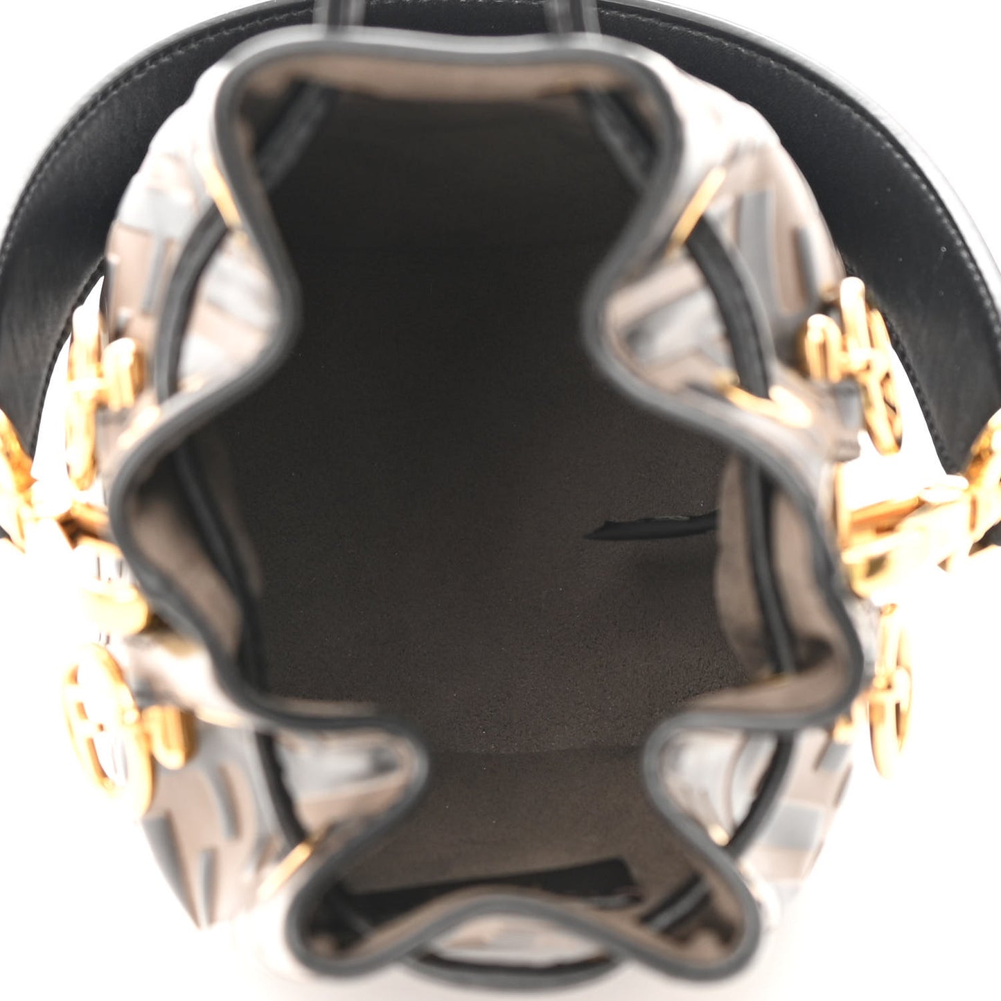 Vitello Liberty F is Fendi Bi-Color FF 1974 Embossed Mini Mon Tresor Bucket Bag Maya Black