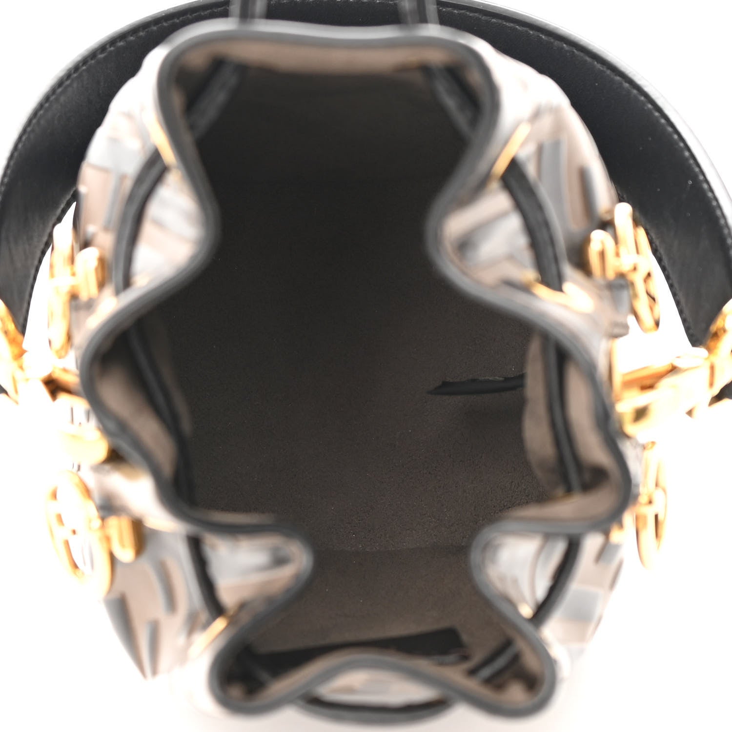 Fendi Vitello Liberty F is Fendi Bi-Color FF 1974 Embossed Mini Mon Tresor Bucket Bag Maya Black 5 of 12