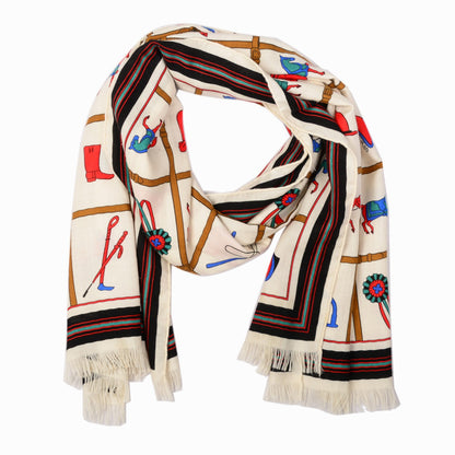 Hermes Cashmere Silk Printed Stole 1 of 6
