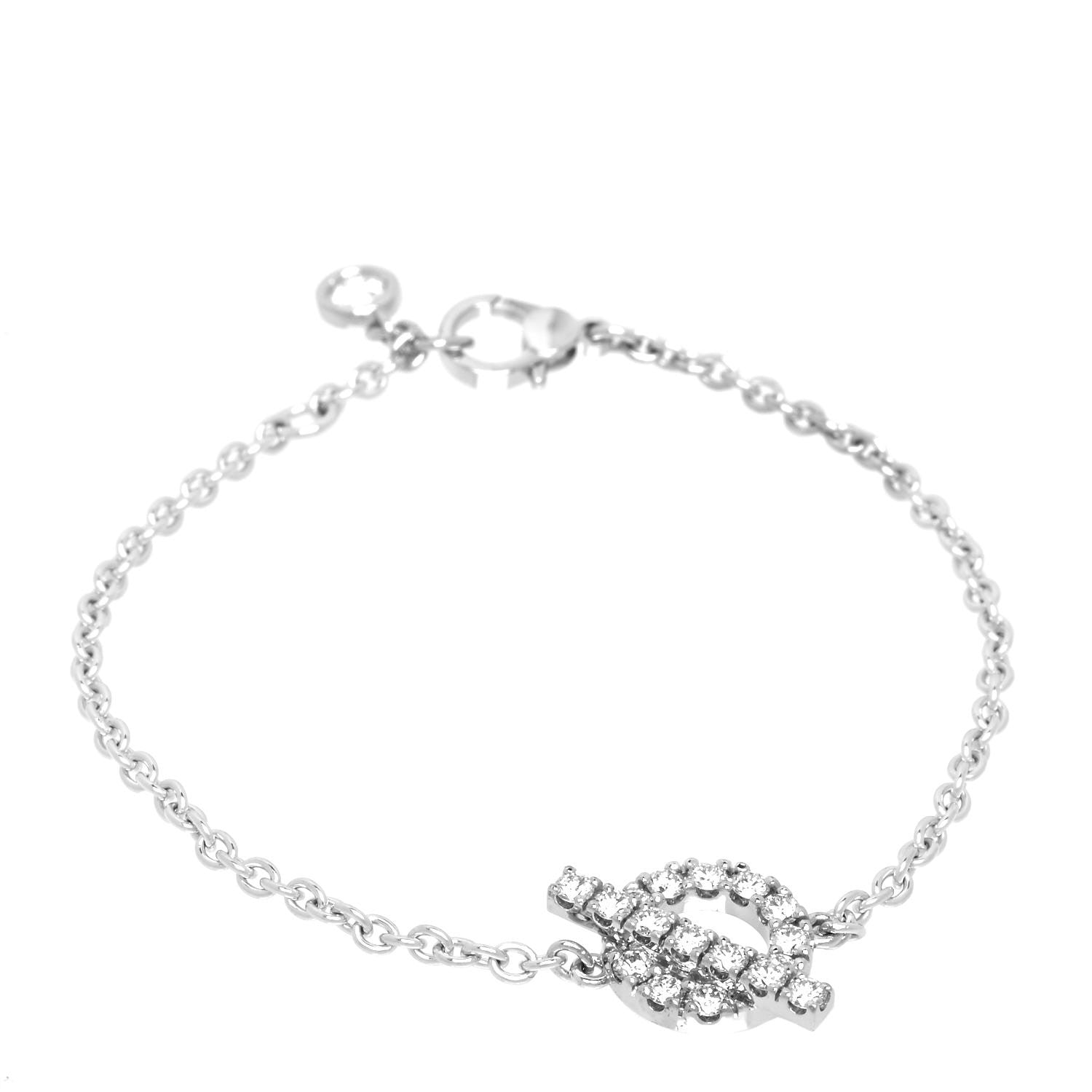 Hermes 18K White Gold Diamond Finesse Bracelet XS 1 of 5
