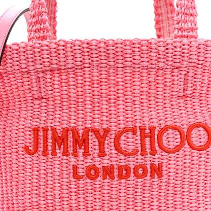 Jimmy Choo Raffia London Mini Logo Beach Tote Pink 8 of 10