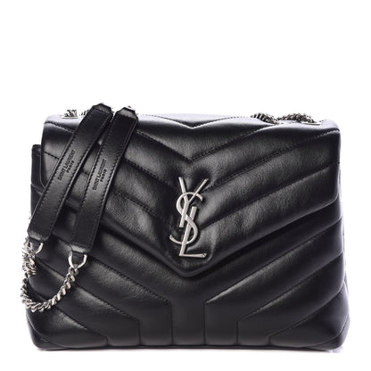 Saint Laurent Calfskin Y Quilted Monogram Small Loulou Chain Satchel Black 1 of 8