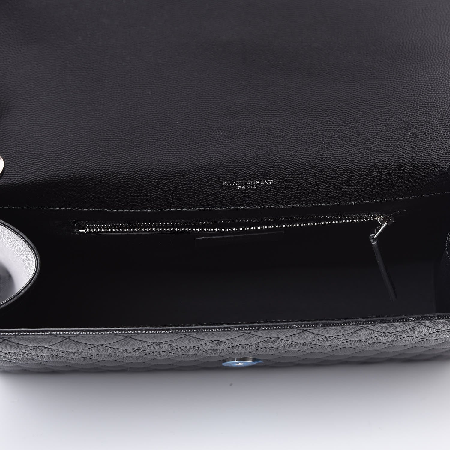Saint Laurent Grain De Poudre Textured Mixed Matelasse Large Triquilt Monogram Satchel Black 5 of 7