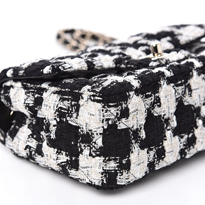 Chanel Tweed Quilted Mini Rectangular Flap Black Ecru White 9 of 12