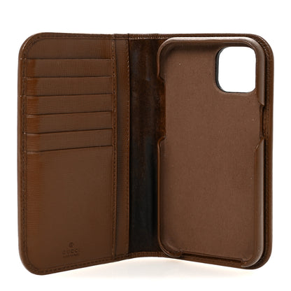 Gucci Supreme Monogram Azalea Calfskin Retro Interlocking G Phone 15 Case Wallet Beige Ebony Brown Sugar 5 of 7