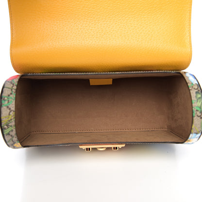 Gucci GG Supreme Monogram Flora Small Padlock Bamboo Shoulder Bag Beige Multicolor Crop 4 of 10