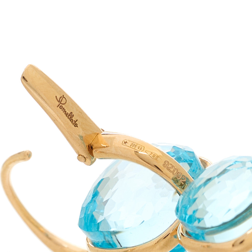 18K Rose Gold Diamond Blue Topaz Nudo Pendant Earrings