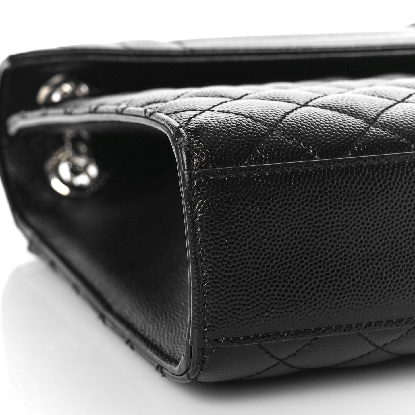 Grain De Poudre Textured Mixed Matelasse Large Triquilt Monogram Satchel Black