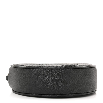 Saint Laurent Grain De Poudre Matelasse Chevron Quilted Round Vinyle Camera Bag Black 4 of 13