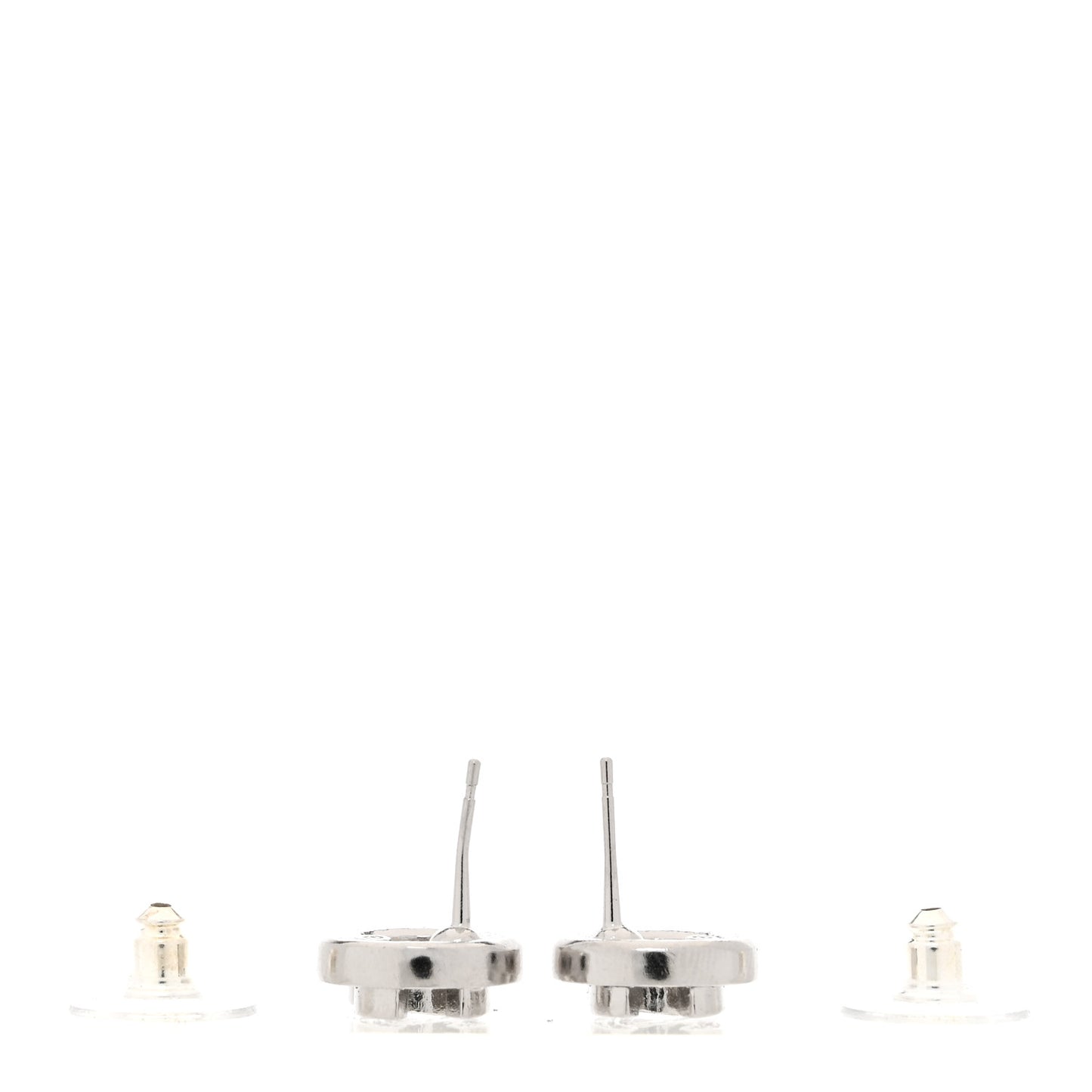 Crystal CC Round Earrings Silver