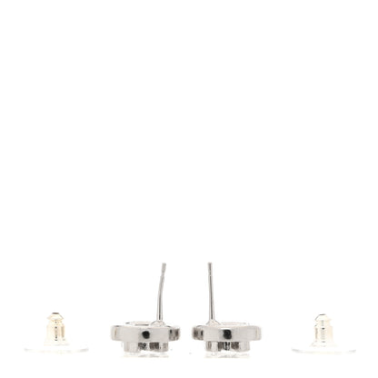 Chanel Crystal CC Round Earrings Silver 3 of 6