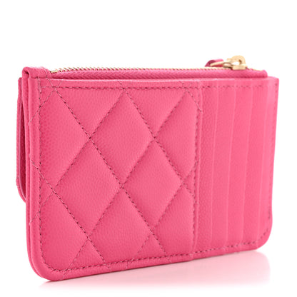 Chanel Caviar Quilted Flap Zip Card Holder Dark Pink 3 of 7