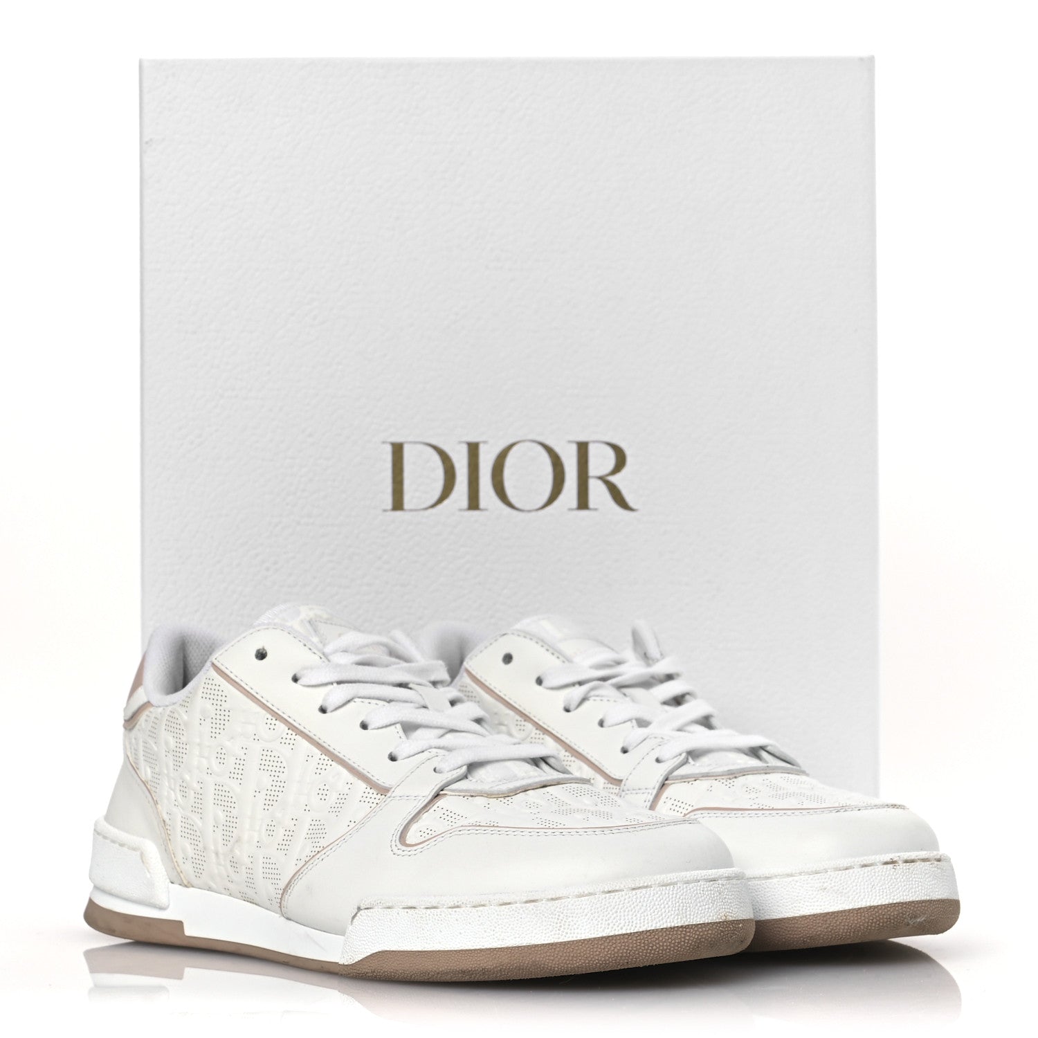 Christian Dior Calfskin Oblique Laser Perforated Dior One Low Sneakers 39 White Nude 14 of 14