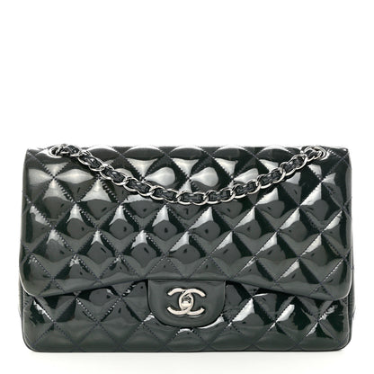 Chanel Patent Quilted Jumbo Double Flap Navy Blue 1 of 10