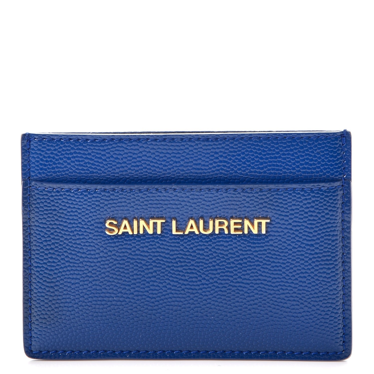 Saint Laurent Grain De Poudre Classic Letters Credit Card Case Blue Majorelle 1 of 9