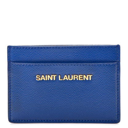 Saint Laurent Grain De Poudre Classic Letters Credit Card Case Blue Majorelle 1 of 9
