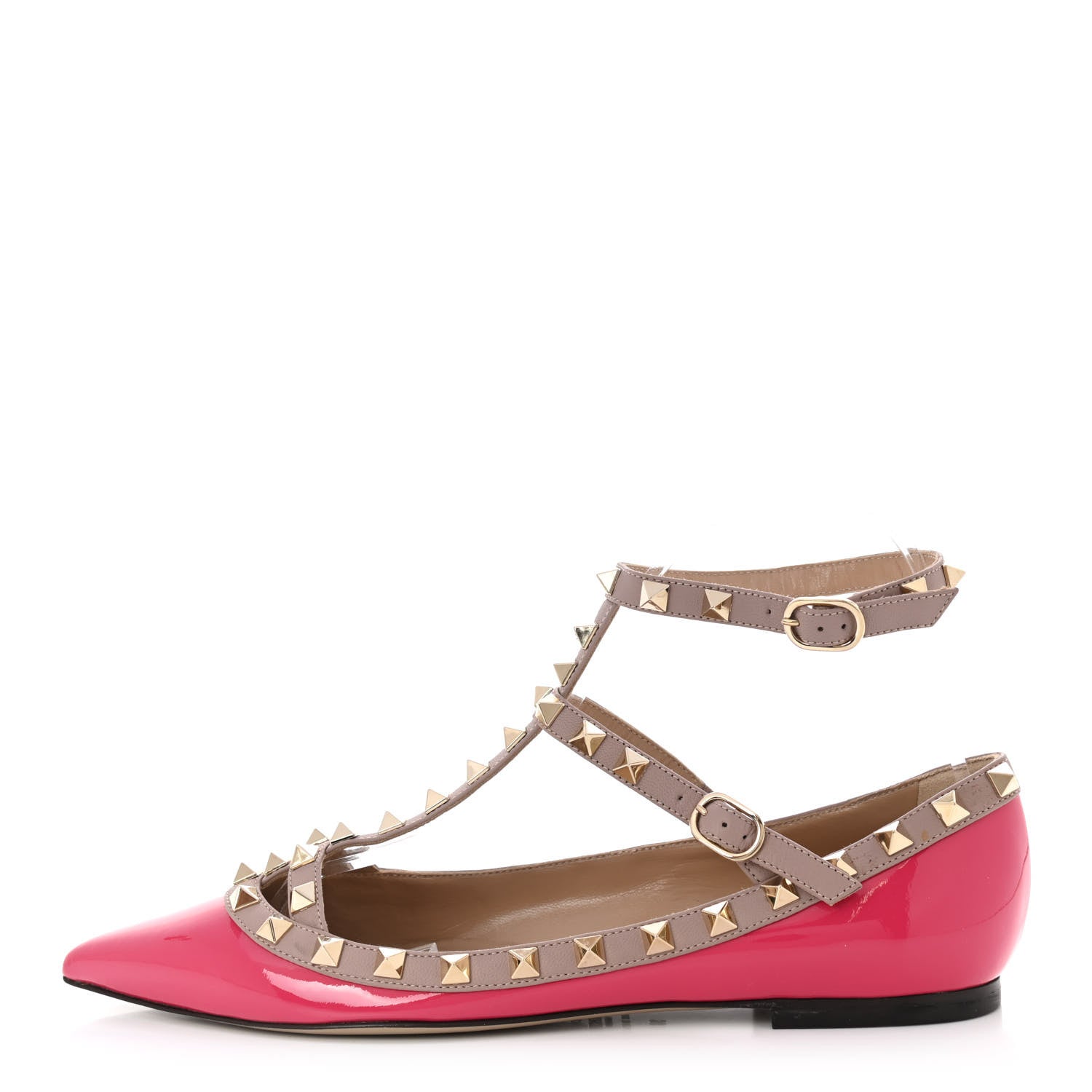 Valentino Garavani Patent Nappa Rockstud Cage Ballerina Flats 38 Deep Fuxia Poudre 1 of 10