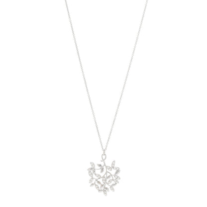Tiffany 18K White Gold Diamond Paloma Picasso Olive Leaf Pendant Necklace 1 of 7