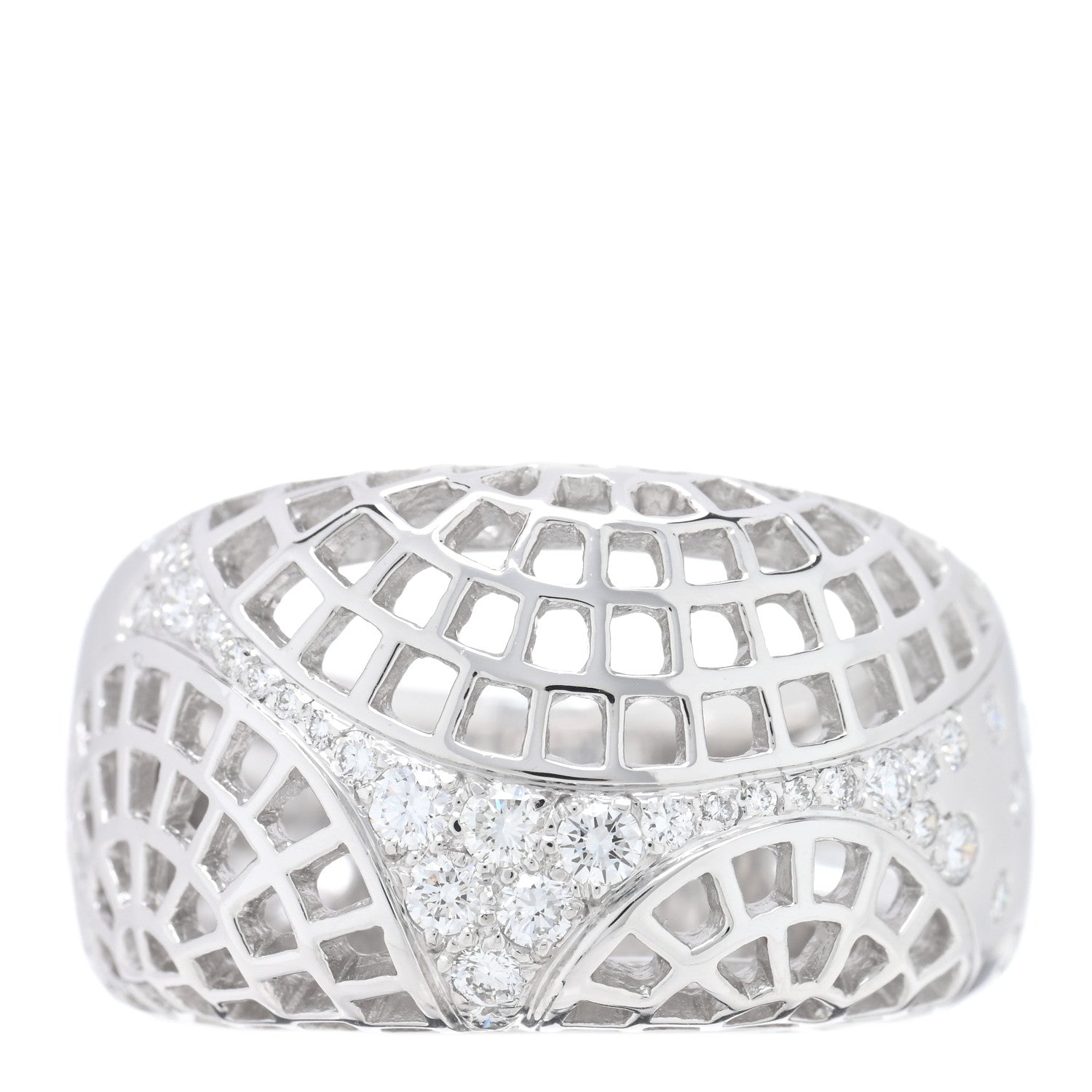 Cartier 18K White Gold Diamond Nouvelle Vague Ring 54 7 1 of 5