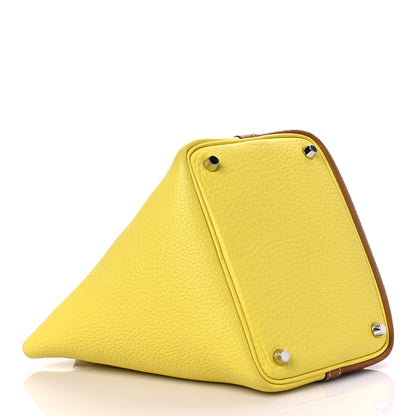 Hermes Taurillon Clemence Casaque Picotin Lock 18 PM Lime Sesame 4 of 13