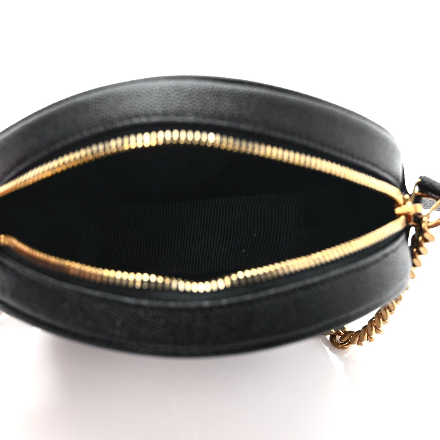 Grain De Poudre Matelasse Chevron Quilted Round Vinyle Camera Bag Black