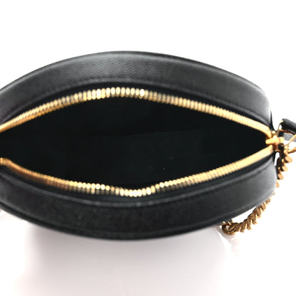 Saint Laurent Grain De Poudre Matelasse Chevron Quilted Round Vinyle Camera Bag Black 5 of 10