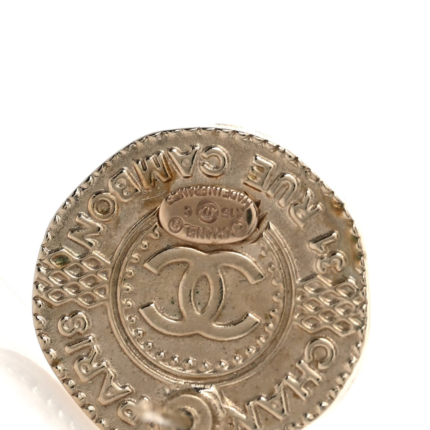 Metal CC Rue Cambon Round Earrings Gold
