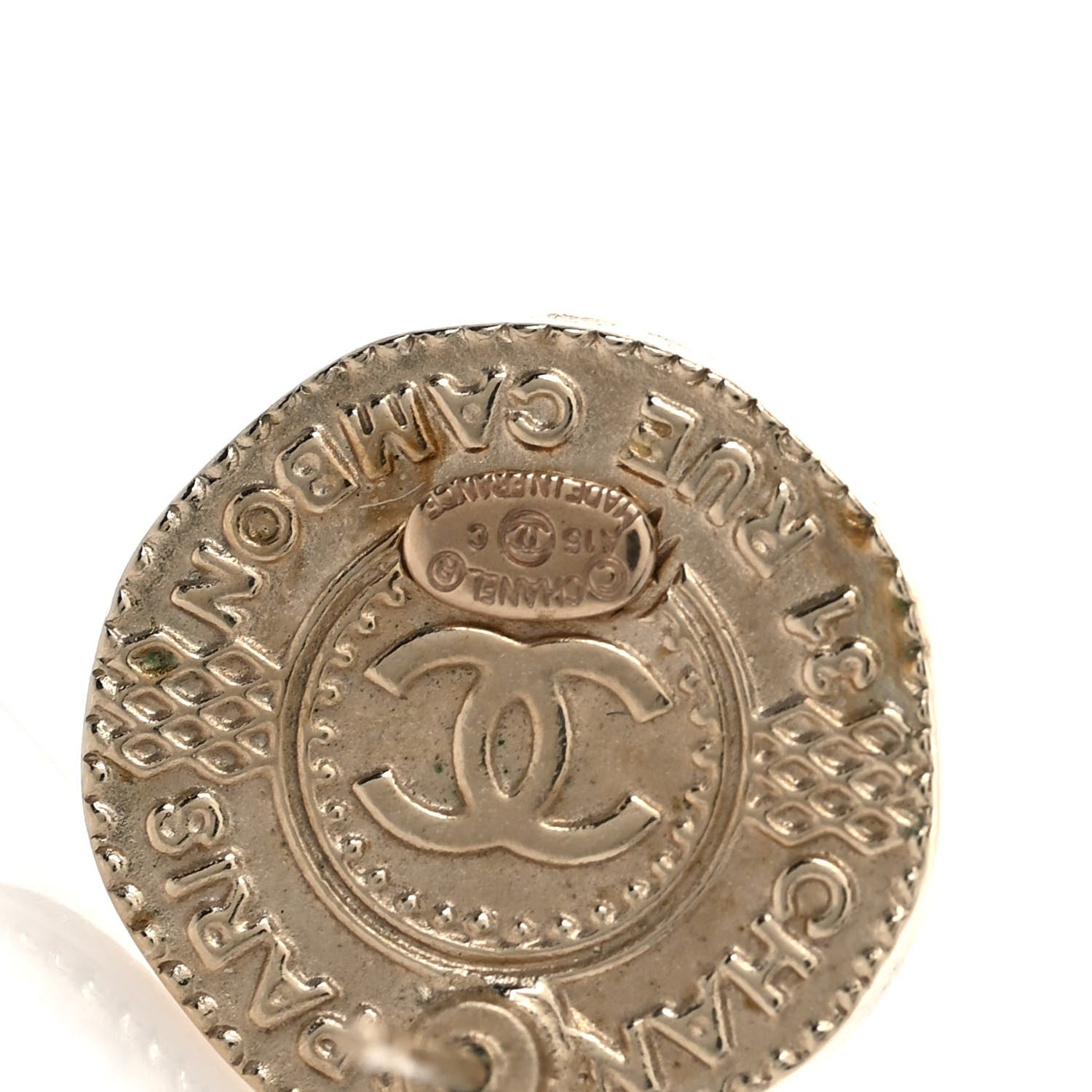 Chanel Metal CC Rue Cambon Round Earrings Gold 4 of 4