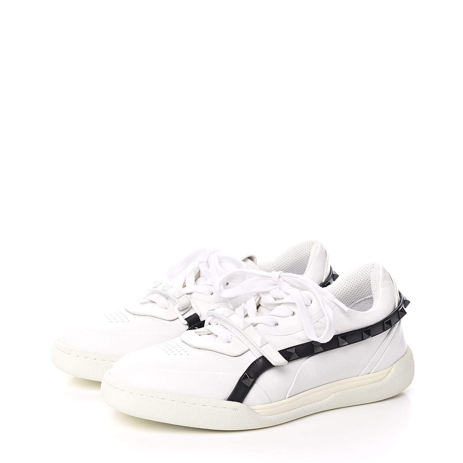 Valentino Garavani Calfskin Womens Rockstud Armour Sneakers 37 White 3 of 9