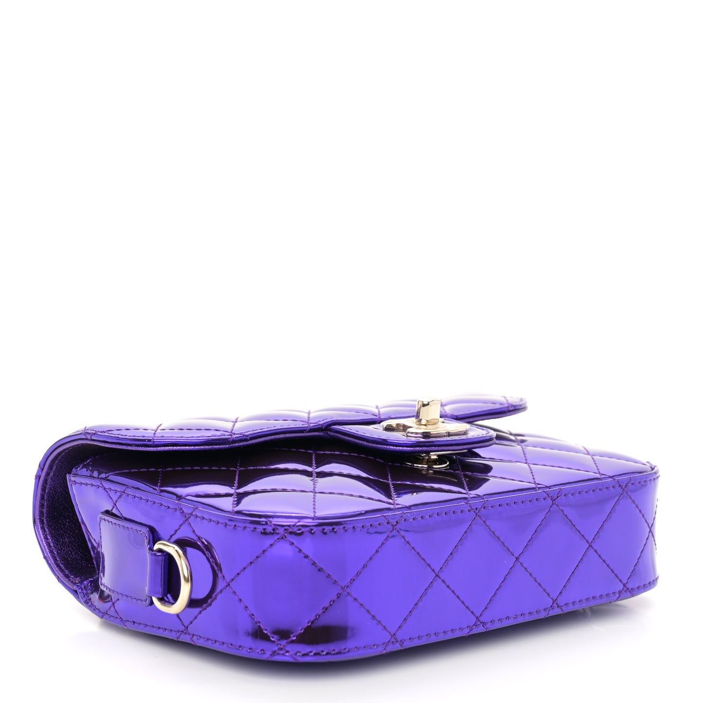 Mirror Calfskin Metallic Calfskin Quilted Hollywood Boulevard Mini Flap With Star Coin Purse Purple