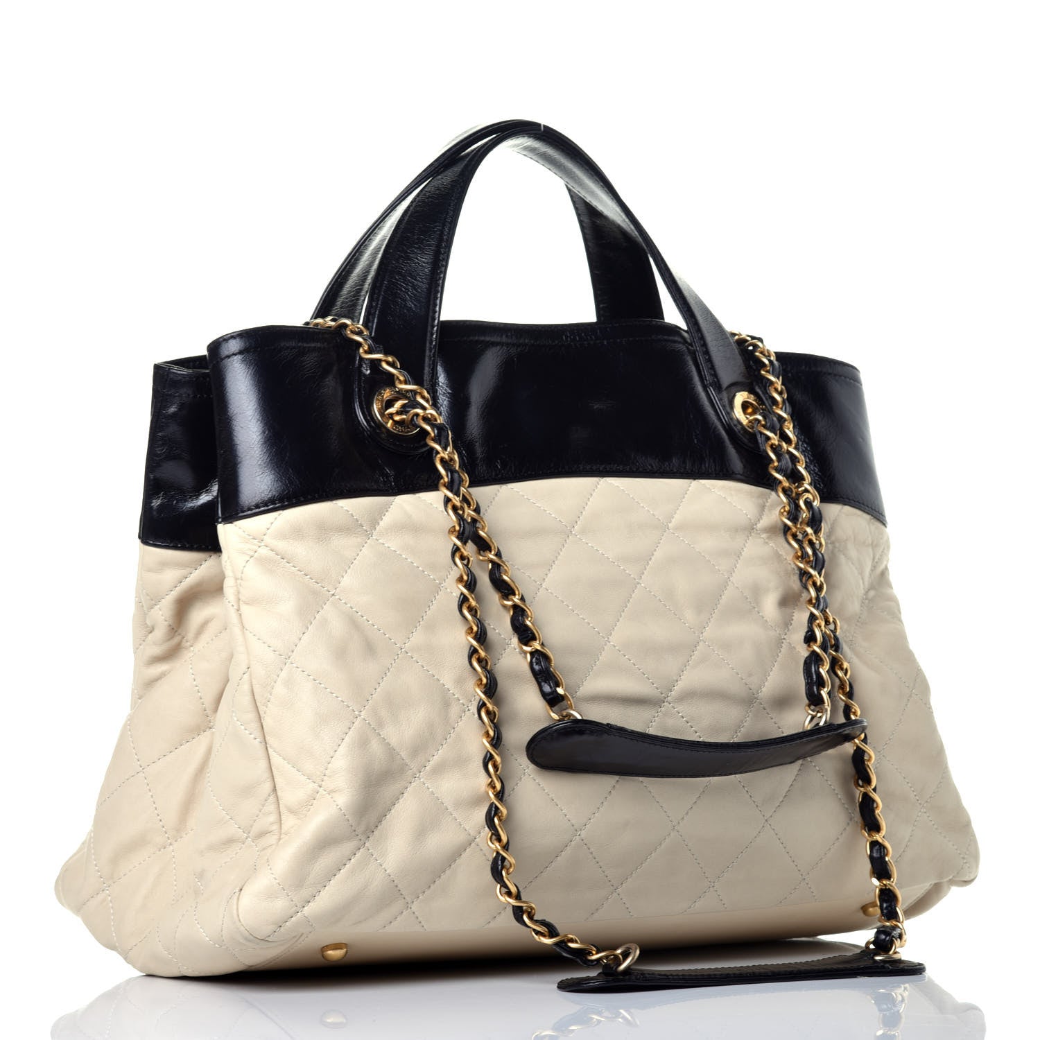Chanel Calfskin Quilted In The Mix Shopping Tote Beige Black 5 of 20