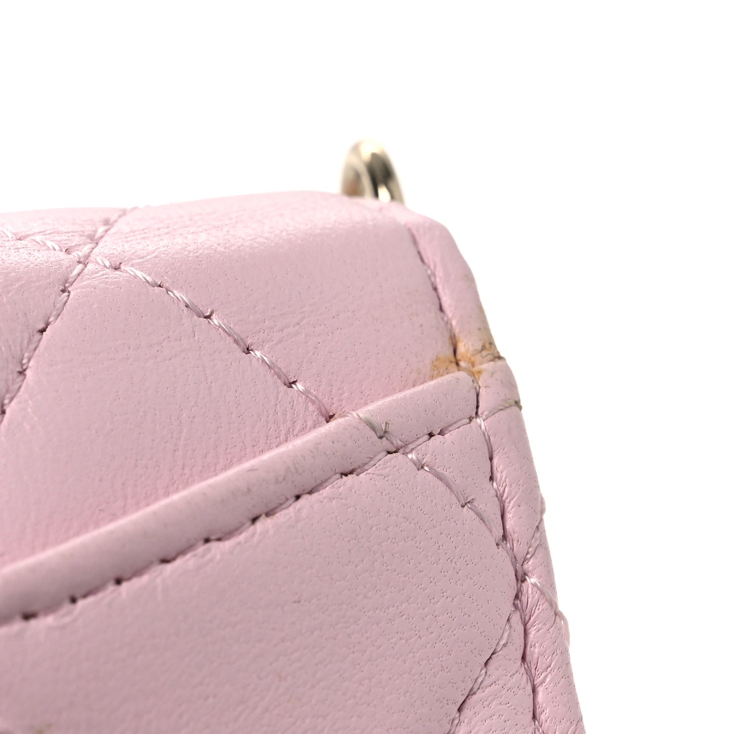Lambskin Quilted Pearl Card Holder With Chain Light Pink