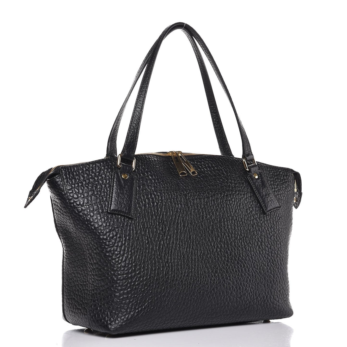 Signature Grain Calfskin Medium Welburn Tote Black